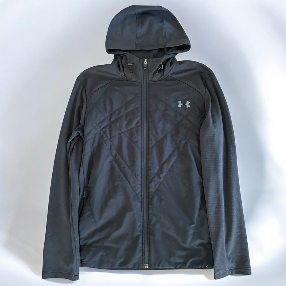 Under Armour Black Quilted-Front Hooded Performance Jacket